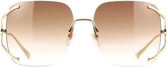 Gucci GG0646S Square Rimless Sunglasses - Gold
