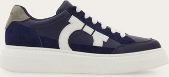 Ferragamo Men Low-top sneaker with Gancini detail Blue Size 10.5