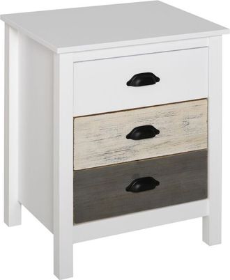 HOMCOM Homcom - Mesita De Noche Moderna Mesilla De Noche Con 3 Cajones Mesa De Noche Para Dormitorio Sal&oacute;n 50x38x65 Cm Blanco