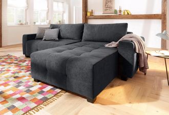 HOME AFFAIRE Ecksofa »Bella L-Form, B: 254 cm« mit 2 Zierkissen, optional Bettfunktion & Bettkasten, Federkern