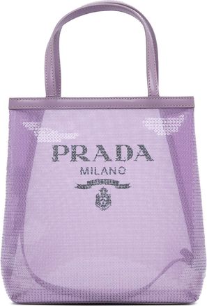 Prada Pre-owned Womens Sequin Mesh Tote Bag - Lilac Textile - One Size