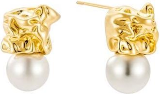 Untamed Petals Gossamer Pearl Drop Earrings in Gold at Nordstrom