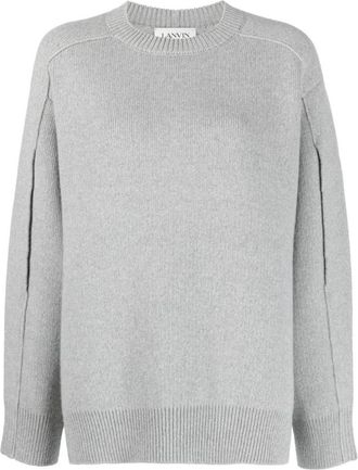 Lanvin RD NK Cape Back Jumper - Dames - Ronde hals truien - Grijs - XS - Wol - Truien & Vesten
