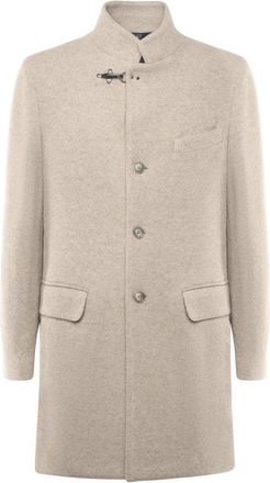 Fay Single-Breasted Jas - Heren - Mantel - Beige - L - Wol - Jassen