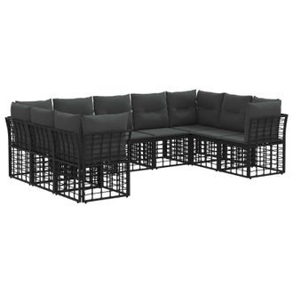 vidaXL Conjunto De Sof&aacute;s De Exterior Negro Y Gris Oscuro Poli&eacute;ster Vidaxl