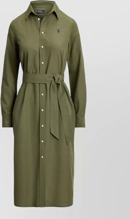 Polo Ralph Lauren belted cotton linen midi shirt dress