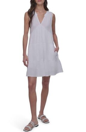 DKNY Double Crepe Cotton Gauze Dress in White at Nordstrom Rack, Size X-Large