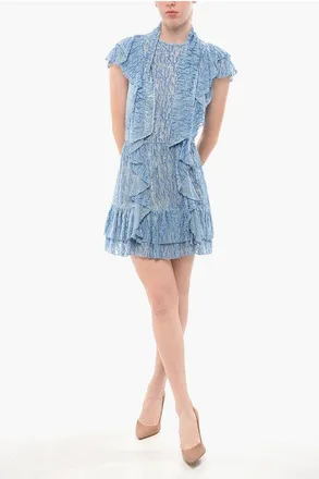 Elisabetta Franchi Vestito in Chiffon Floccato con Design Tie Neck taglia 40