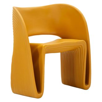 Dmora Sill&oacute;n Galire, Silla Para Interior/exterior, Con Brazos, Altura Del Asiento 45 Cm, 59x79x68h Cm Mostaza Naranja