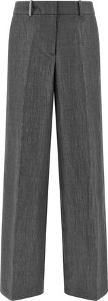PESERICO Gray Linen Casual Womens Pants