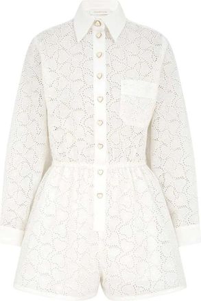 Zimmermann Crush Geborduurde Playsuit - Dames - Playsuits - Wit - S - Katoen - Jumpsuits & Playsuits
