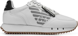 Emporio Armani Witte leren sneakers - Heren - Sneakers - Wit - 40 EU - Leer - Schoenen