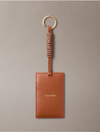 Calvin Klein Womens Foil Embossed Logo Card Case Charm - Brown