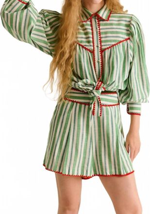 Carolina K Luna Shirt In Green White Stripe