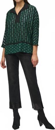 Joseph Ribkoff Geometric Top In Green/black