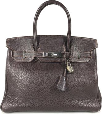 Herm&egrave;s Brown Havane Fjord Leather Handbag Tote Bag (Pre-Owned)