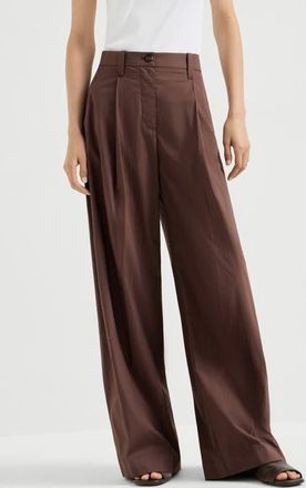 Brunello Cucinelli Wide trousers in Cocoa at Nordstrom, Size 44 It