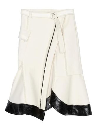 3.1 Phillip Lim Tweed rok met vlak van imitatieleer - Beige