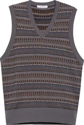 Christophe Lemaire Jacquard Wool Blend Sweater Vest in Aluminium/ochre at Nordstrom, Size X-Large