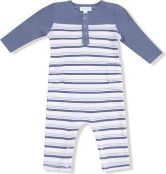 Angel Dear Vintage Stripe Romper in Blue/Ivory at Nordstrom, Size 12-18M