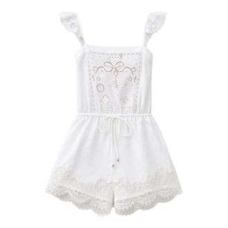 Self Portrait Playsuits, female, White, Size: 2XS Embroidered Playsuit