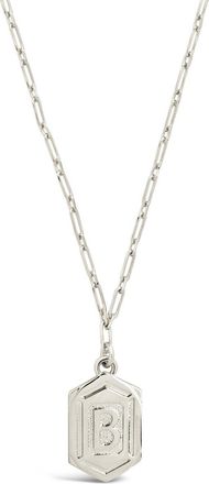 Sterling Forever Hexagon Tag Initial Necklace