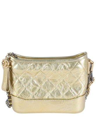 Chanel Gold Quilted Leather Small Gabrielle Hobo (Authentic Pre-Loved)