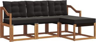 vidaXL Conjunto De Sof&aacute;s De Exterior 4 Uds. Natural Y Negro Vidaxl
