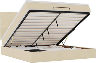 vidaXL Estructura De Cama Otomana Con Colch&oacute;n Tela Crema 180x200cm Vidaxl
