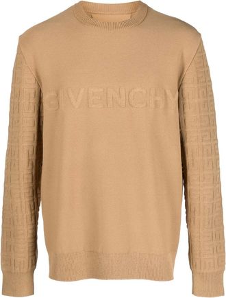 Givenchy embossed-logo sweatshirt - men - Polyester/Viscose/Polyamide/Elastane - M - Brown