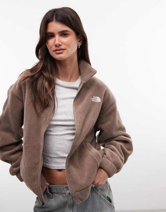 The North Face giacca in pile con colletto in khaki m&eacute;lange-Verde