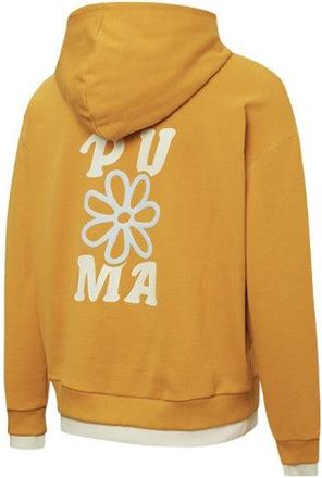 Puma (WMNS) PUMA Layered Printing Fake Two Hoodie Orange/Yellow 536091-80