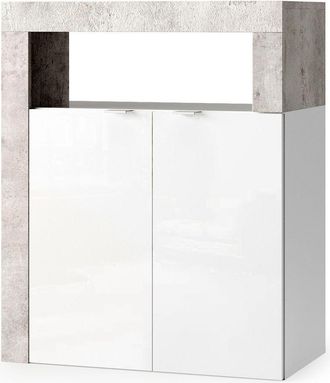 WELLTIME Unterschrank »Hamburg Höhe 78 cm, Breite 64 cm, Badkommode mit 2 Türen,« Badezimmerschrank, dekorativer Rahmen, offenes Fach, Metallgriffe