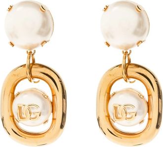 Dolce & Gabbana Glazen Parel Clip-On Oorbellen - Dames - Oorbellen - Geel - ONE Size - Accessoires