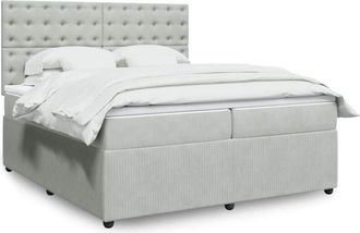 vidaXL Vidaxl - Cama Box Spring Con Colch&oacute;n Terciopelo Gris Claro 200x200 Cm
