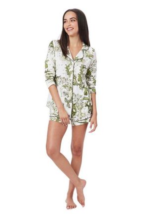 The Cats Pajamas Pima Knit Long Sleeved Short Set in Woodside at Nordstrom, Size X-Large
