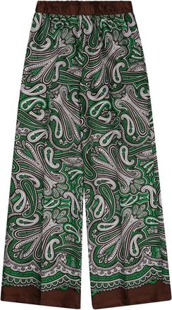 P.A.R.O.S.H. Wide-Leg Silk Trousers With Paisley Pattern And Elastic Waistband