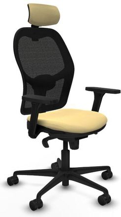 Piqueras y Crespo Jorquera sincro malla negra similpiel crema brazos 3D base nailon cabecero 2D ruedas 65mm nailon