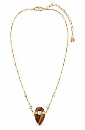 Ettika Solstice 18k Gold Plate Tigers Eye Pendant Necklace in Tigers Eye at Nordstrom
