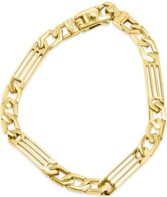 Pompeii3 Mens Figaro Link 14k Gold (24gram) or Platinum (39gram) 7mm Bracelet 8.5