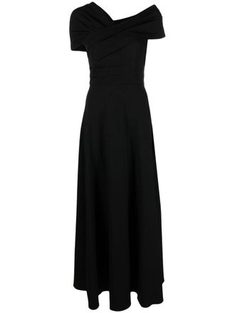 Co Grecian asymmetrische maxi-jurk - Zwart