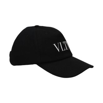 Valentino Garavani Zwarte Katoenen Logo Hoed met Gesp - Heren - Petten - Zwart - ONE Size - Katoen - Accessoires
