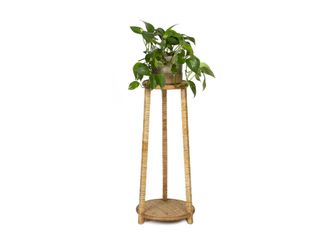 Wadiga Andrea House Ax70236 Soporte Plantero Rat&aacute;n Y Madera &Oslash;31x73 Cm - Ref: Ax70236