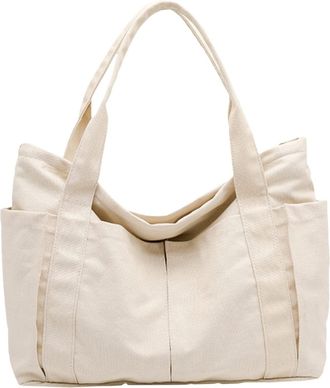 Generic Women Canvas Shoulder Bags Retro Casual Handbags Work Bag Purses Womens Envelope Clutch (White, One Size)