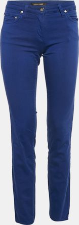 Roberto Cavalli Navy Blue Embroidered Denim Jeans S Waist