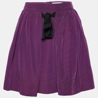 See By Chlo&eacute; See by Chloe Purple Cotton Pleated Tie Detail Mini Skirt M