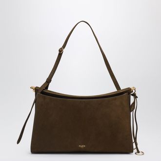 Alaia Le Click Pocket 35 East-West shoulder bag in green nubuck