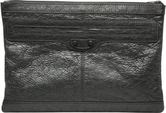 Balenciaga Pre-owned Vintage Leren Envelop Clutch - Dames - Vintage Clutch - Zwart - ONE Size - Leer - Vintage