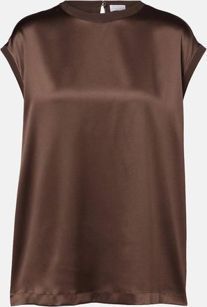Brunello Cucinelli Silk-blend satin top