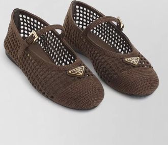 Prada mesh mary jane ballerina shoes round toe